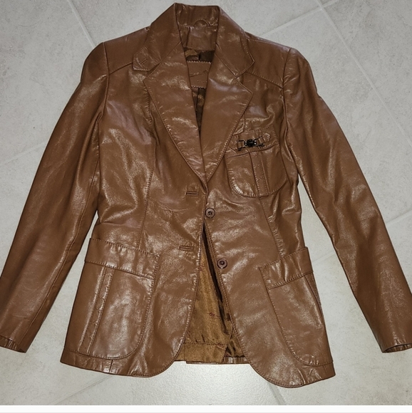 Etienne Aigner Jackets & Blazers - Etienne Aigner Brown Leather Jacket Sz 6